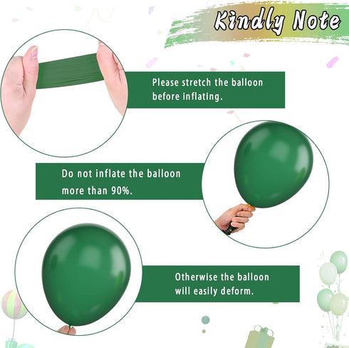 Paready Green Black Balloons - 60 Pcs 12 Inch Dark Green Metallic Silver Balloons for Party Decorations