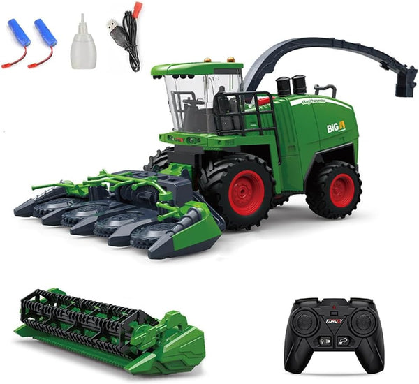 GoolRC Remote Control Tractor Farm Harvester, 1:24 Scale RC Truck with Spray/Light/Sound Effects, 2 Batteries