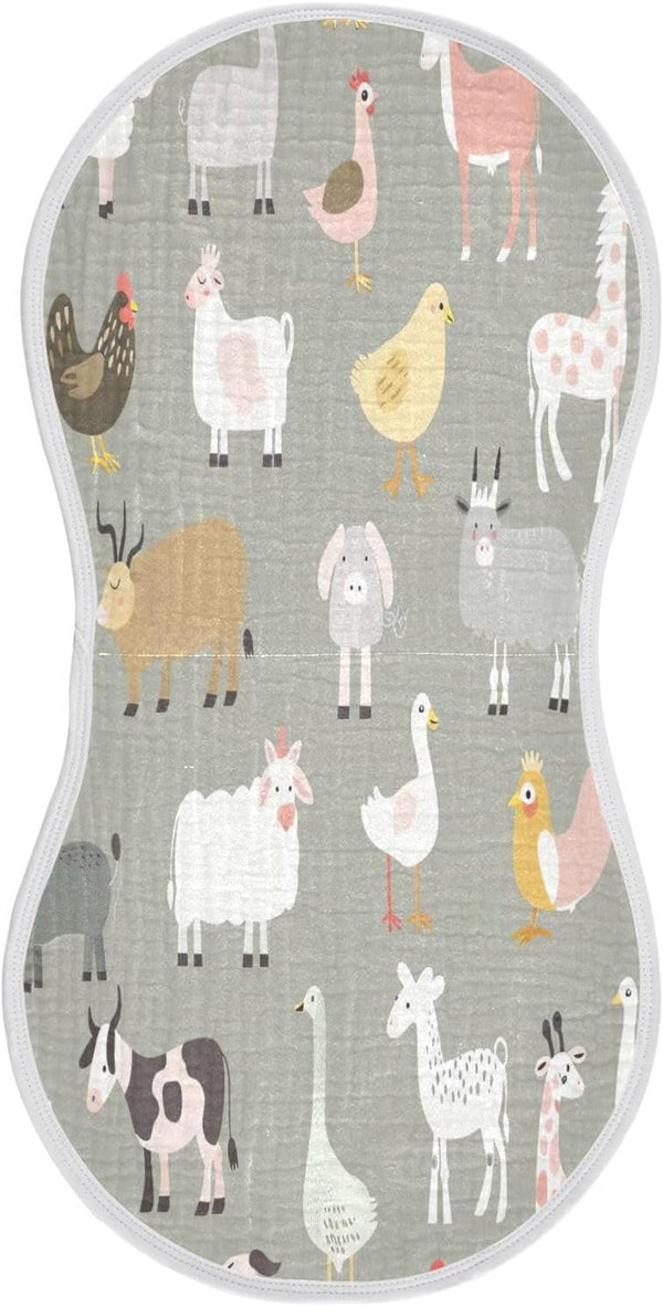 YETTASBIN Farm Animal Muslin Baby Burp Cloth, Super Soft Absorbent Cotton Burp Rag