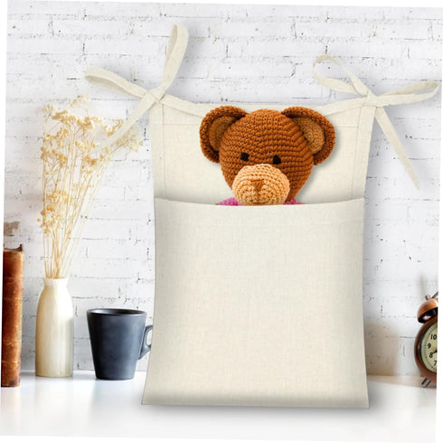 VALICLUD Multi Functional Linen Bedside Hanging Organizer Pouch Space Saving Storage Bag for Books and Daily Supplies