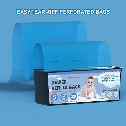 Fununcat 30 8 7-Layer 4 Pack (120 Diaper Pail Refills Bags with Bags Compatible with Genie Easy Roll Signature Diaper
