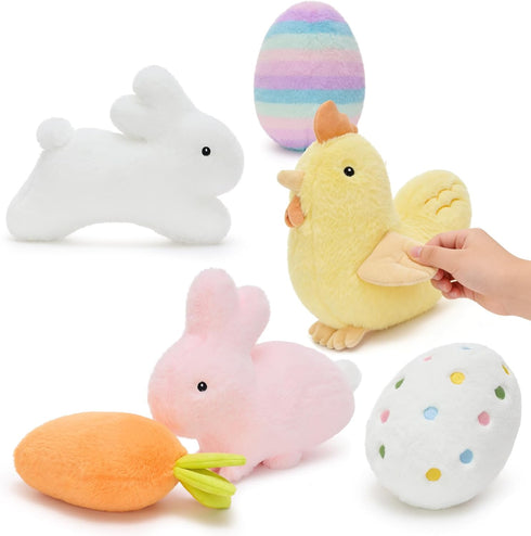 MaoGoLan 6 Pack Plush Pillow Easter Stuffed Animals Bulk with Rabbit Shaped