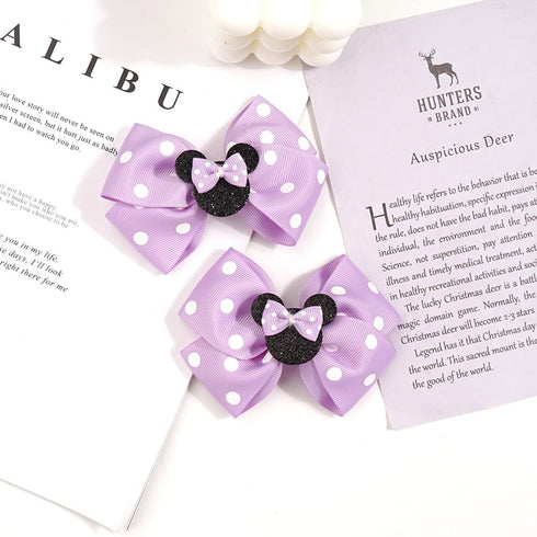 3 Pairs Mouse Ears Hair Bows Clips Hair Bow Cute Mice Ears Toddler Hair Accessories for Women Girls for Birthday Party Favor Halloween Christmas Decoration