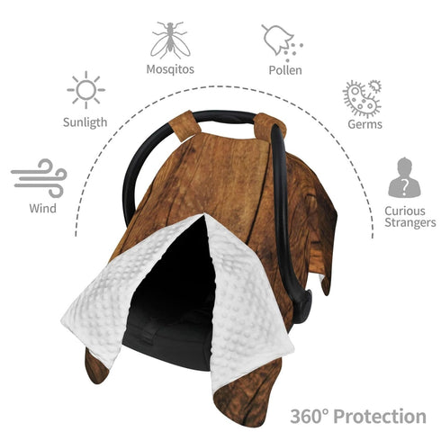 Hcpwzrf Faux Rustic Barn Wood Baby Car Seat Cover & Nursing Cover - Breathable Stretch Multi-Use Cover