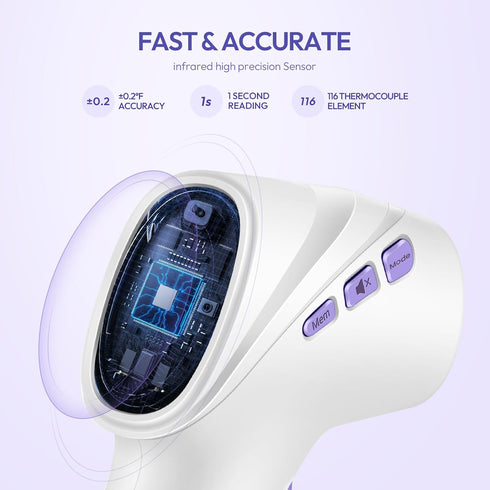 Forehead Thermometer for Adults, Kids & Babies - No-Touch Infrared Digital Thermometer with LCD Display, Fever Alarm
