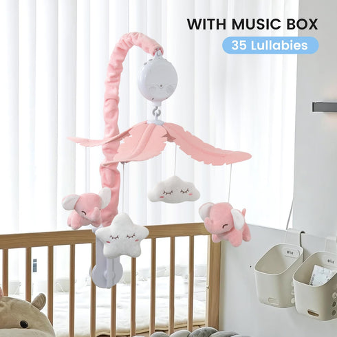 3 35 FEISIKE Baby Crib Mobile for Girls Boys with Modes Digital Musical MotorRotating Only, Music Only, Rotating