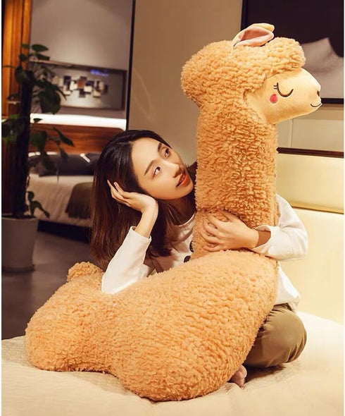 Hofun4U 51 Inch Llama Plush Pillow, Alpaca Stuffed Animal, Christmas Holiday Birthday Gift (Brown)