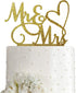 Mr and Mrs Cake Topper, Bride and Groom Wedding/Engagement Decoration, Gold Glitter Acrylic Sign