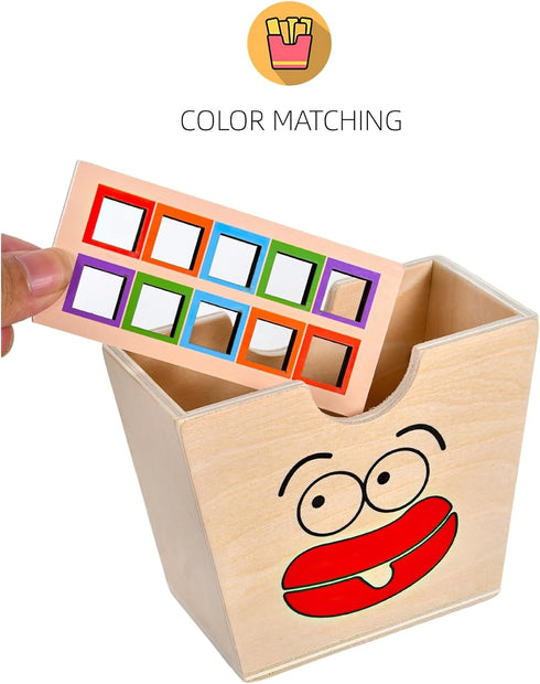 Wooden French Fries Sorting & Stacking Toys for Toddlers, Montessori Educational Toys for 3 Year Olds to Develop Fine