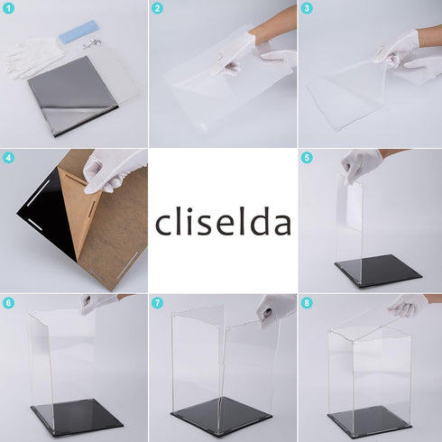 Cliselda 15.7 in Large Acrylic Display Case for Collectibles, Sturdy Clear Dustproof Protection Showcase