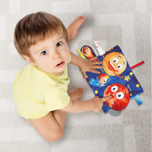 Vicloon Baby Books Toys, 2PCS Touch and Feel Crinkle Cloth Books for Newborn Early Educational Toys