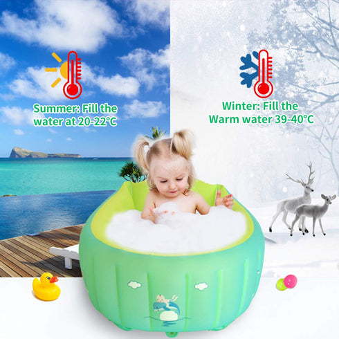 0-6 Inflatable Baby Bathtub,Newborn to Toddler Bath Tub with Built-in Air Pump,Portable Travel Shower Basin with Back