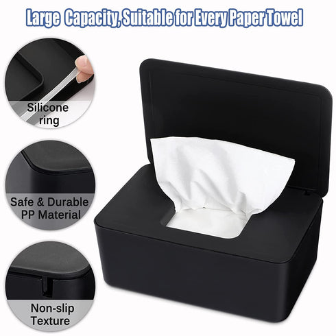 3 Pack NOVWANG Baby Wipes Dispenser Wipe Holder with Lids, Keeps Wipes Fresh, Refillable Wipes Container with Sealing