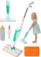 Kids Spray Mop Toy Toddler Cleaning Set with Real Water Sprayer, Microfiber