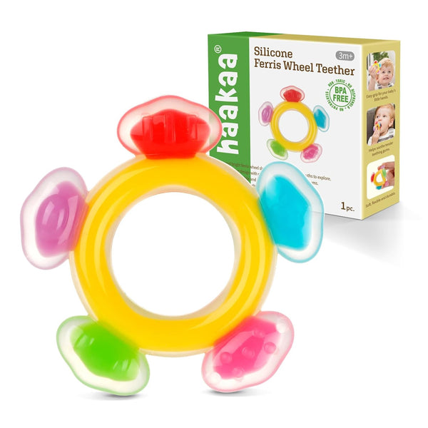 Haakaa Silicone Ferris Wheel Teether, Freezer Teething Toy for Babies 3-6 Months, BPA Free, 1 Pack