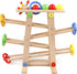 Qilay Wooden Race Track Toddler Toys - Wooden Car Ramp Racer Set with 4 Balls & 5 Race Tracks for Kids