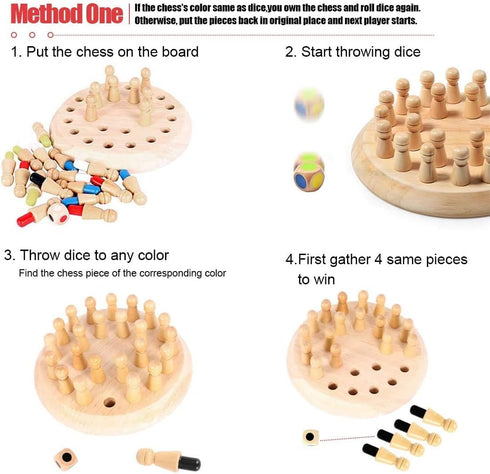 Wooden Memory Chess Matching Game - Family Board Games for Kids and Adults, Montessori Educational Toy for Ages 3-8+
