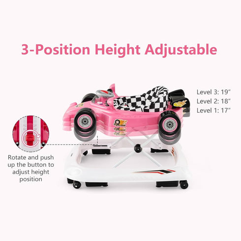 3 1 INFANS Foldable Baby Walker, in Toddler Activity Center Leaning-Seated Walk-Behind with Steering Wheel, Adjustable