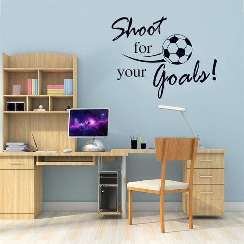 Soccer Stickers, “Shoot for Your Goals” Wall Art Soccer Ball Decals for Kids Room, Football Vinyl Sticker Decoration