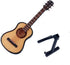 Dselvgvu Wooden Miniature Guitar with Stand, Classic Model for Dollhouse Decoration, 3.94"x1.42"x0.59"