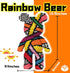 Set(16.9inches) Rainbow Graffiti Teddy Bear Micro Building Blocks Christmas Bear Building Blocks Winktoys Gift