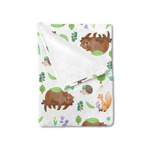 Woodland Animals Floral Baby Blanket 30x40 - Soft Warm Receiving Blankets for Boys Girls, Bear Bunny Hedgehog