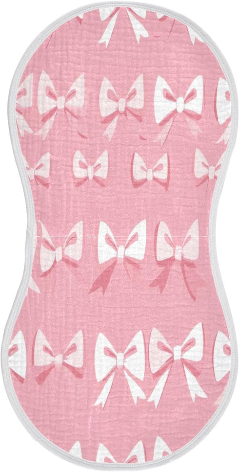 YEGAME Muslin Baby Burp Cloths Set of 1 - Bow Pink Super Absorbent