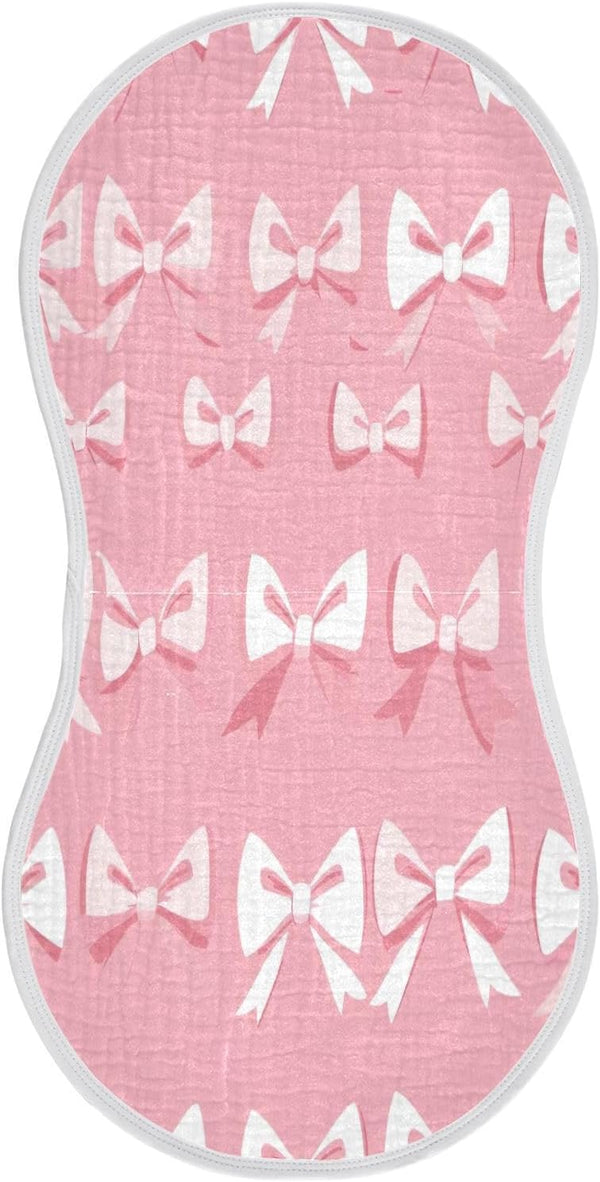 YEGAME Muslin Baby Burp Cloths Set of 1 - Bow Pink Super Absorbent