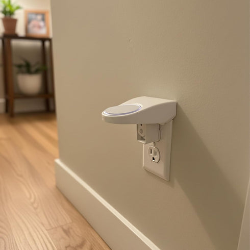 Generic Outlet Mount for Owlet Sock Base Station, No-Drill Wall Holder with Cord Management and Secure Fit, Keeps Baby