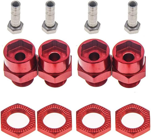 12mm to 17mm Wheel Hex Hub Adapter Extension for 1/10 RC Car, Upgrade 1/8 Tires, Red