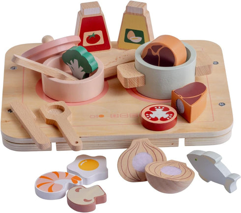 16 Set 3+ JC Toys Parfait Collection | Real Wood Piece Kitchen Chef | for Dolls and Stuffed Animals Ages | Twiggly Toys