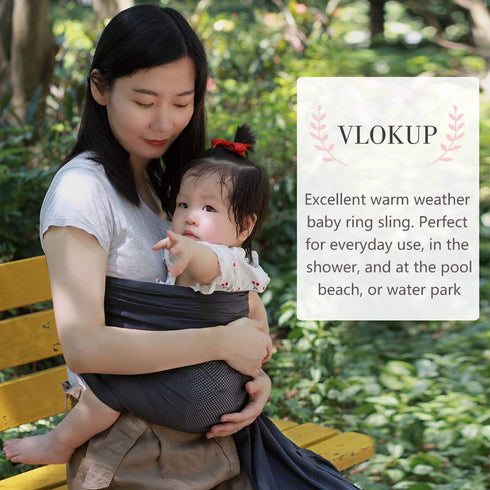 Baby Water Ring Sling Carrier, Lightweight Breathable Mesh Wrap for Infant, Newborn, Kids, Grey