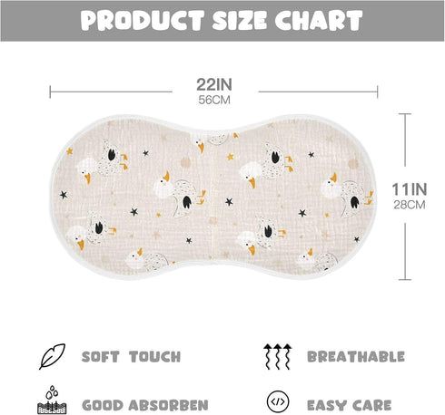 decor gift 4 Pack 22x11in Cotton Large Burp Cloths for Baby Soft and Absorbent? Cute Animal Mallard Duck Star Offwhite