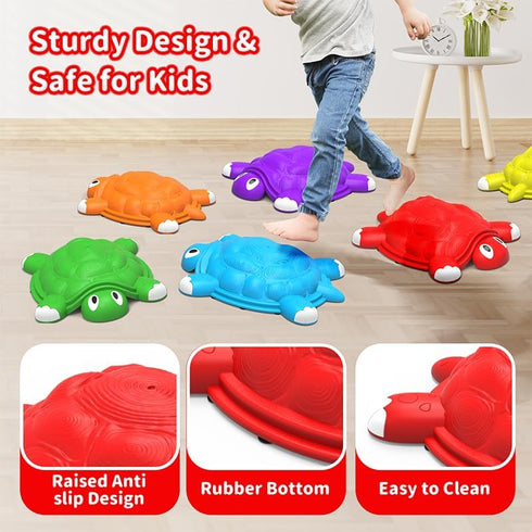 OCHIDO Stepping Stones for Kids, 6 Pcs Turtle Balance Stepping Stones for Coordination Skills, Ages 3-7