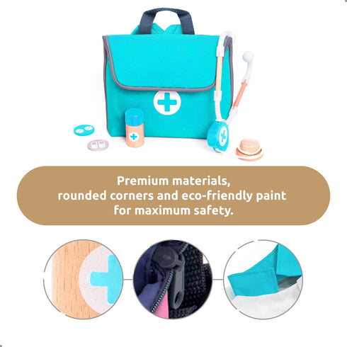 Set 3 4 5 6 UMU Wooden Doctor Kit for Kids Doctor & Dentist Play for Toddlers with Dr Coat, Stethoscope, Tooth Model
