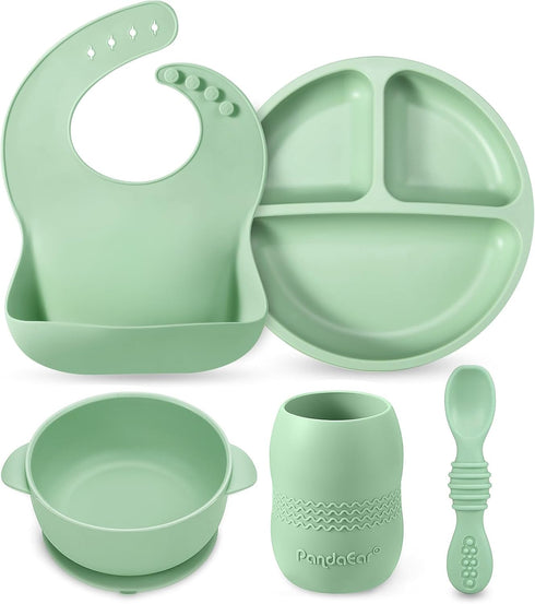 PandaEar Silicone Baby Feeding Set for 6-12 Months, LED Weaning Supplies, First Stage Set