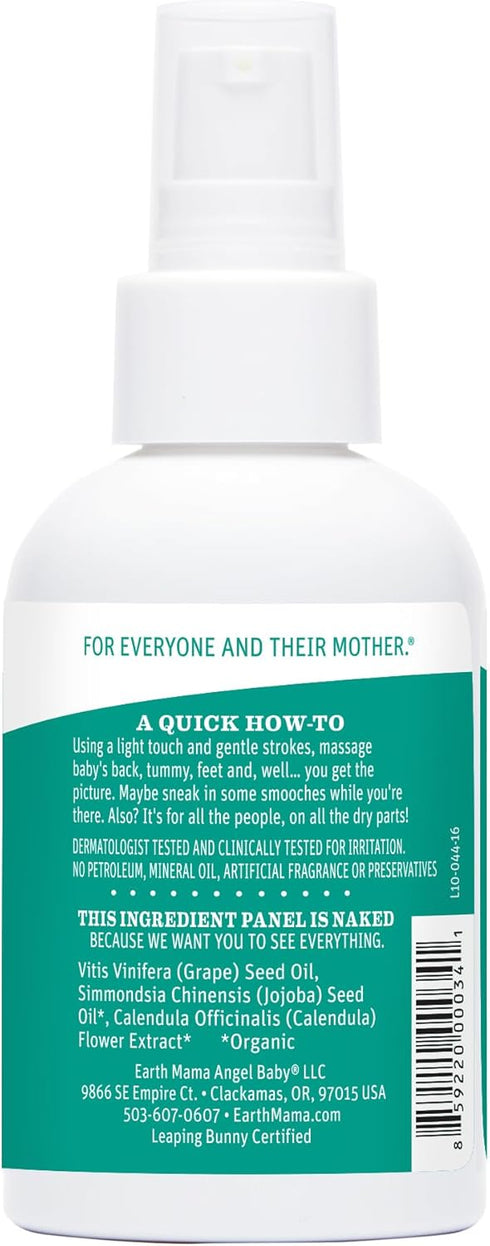 Earth Mama 4-Fluid Calendula Baby Oil | Massage Oil for Newborn Skin Care, Dry Skin & Scalp Moisturizer, Fragrance