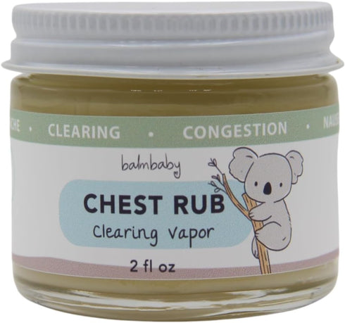 Chest Rub Balm, Soothing Natural with Eucalyptus and Lavender, Petroleum Free, Vegan, 2 oz Glass Jar