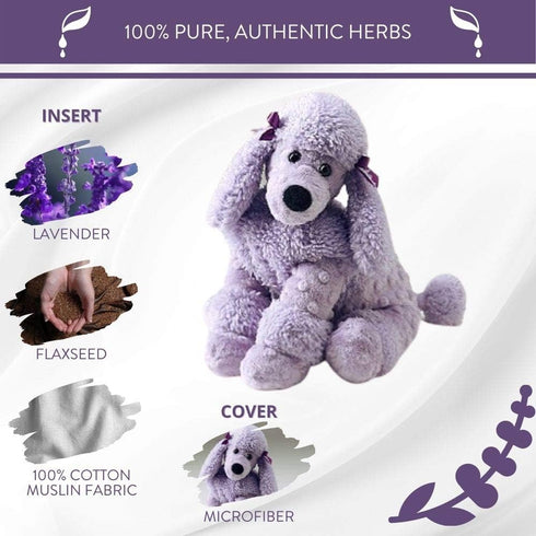 Sonoma Lavender Plush Dog Microwaveable Aromatherapy Stuffed Pillows, Lavender Scented with Washable Cover (Poodle)