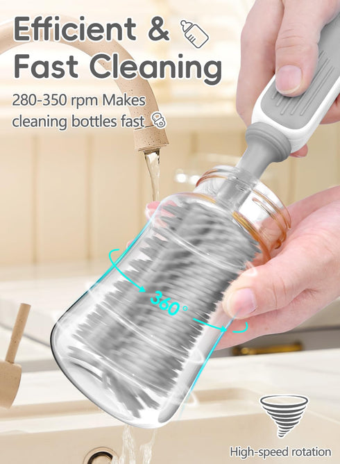 Set, 360 2000 Set Yasew Electric Bottle Brush Cleaner, Baby Bottle Brush Travel Efficient Cleaning, mAh Battery, Travel