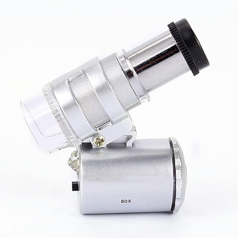 60X Microscope, Mini Pocket Microscope Portable Jewelry Magnifier with LED UV Light