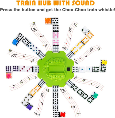 Set 91 Double12 Set Yinlo Mexican Train Dominoes with Sound Effects, Mexican Train Dominoes Game for Travel, Tiles