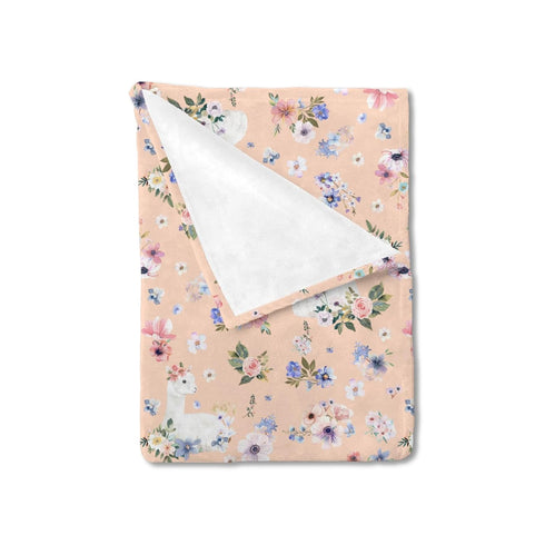 Watercolor Llama Boho Floral Leaves Baby Blanket, Wild Plants Soft Flannel Receiving Blanket 30x40 for Toddler