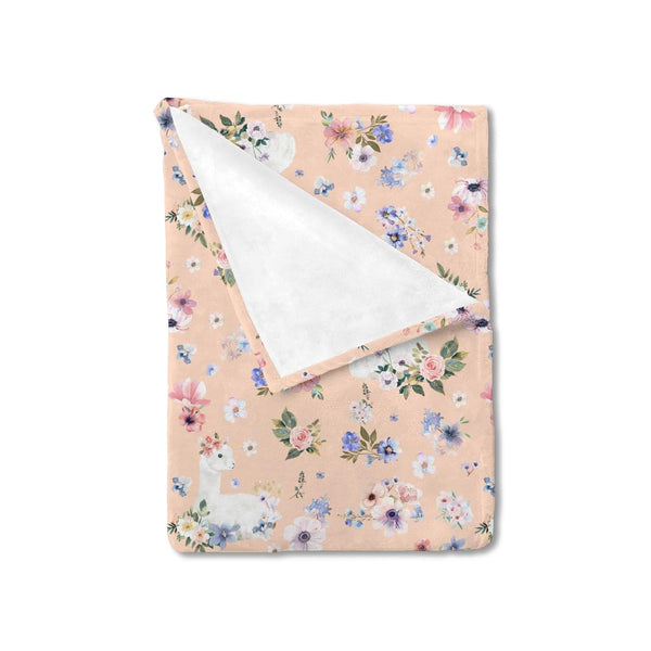 Watercolor Llama Boho Floral Leaves Baby Blanket, Wild Plants Soft Flannel Receiving Blanket 30x40 for Toddler