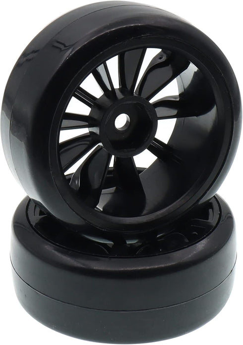 63mm X 26mm Hard Tires Plastic Wheel Compatible with 1/10 Traxxas HSP Tamiya HPI Kyosho On-Road Drifting RC Car (4-Pack)
