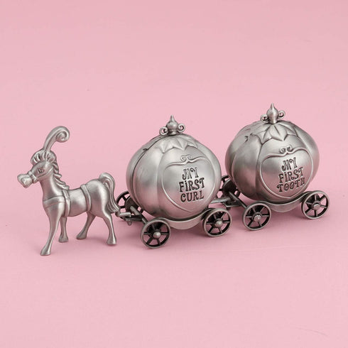 Set, Yoption Baby First Haircut Keepsake and First Tooth Fairy Box Zinc Alloy Pumpkin Carriage Baby Dropped Tooth