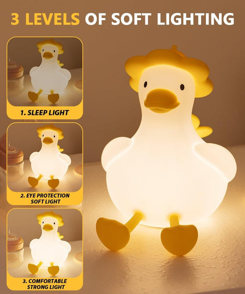 3-Level Dimming Flower Duck Silicone Night Light, Touch Rechargeable Nursing Lamp, Breast Feeding Gift, Baby Child Girl