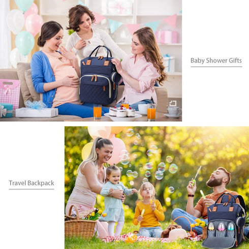 SHITIESHOU Backpack 16 Diaper Bag Baby Bag, Baby Girl Boy Diaper Bag for Dad Mom with Pad, Pockets, Pacifier Case