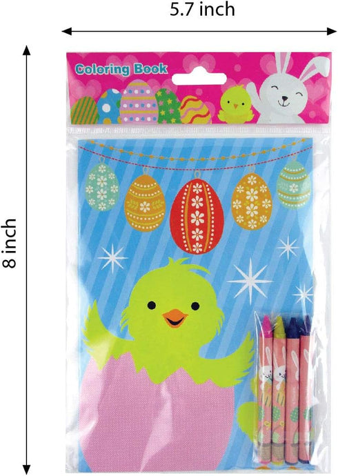 12 48 TINYMILLS Easter Coloring Books with Party Favors with Books and Crayons,Easter Prizes, Favor Bag Easter Basket