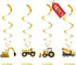 30PCS Construction Hanging Swirls Decorations for Birthday Party, Baby Shower, Car Excavator Bulldozer Ceiling Decor